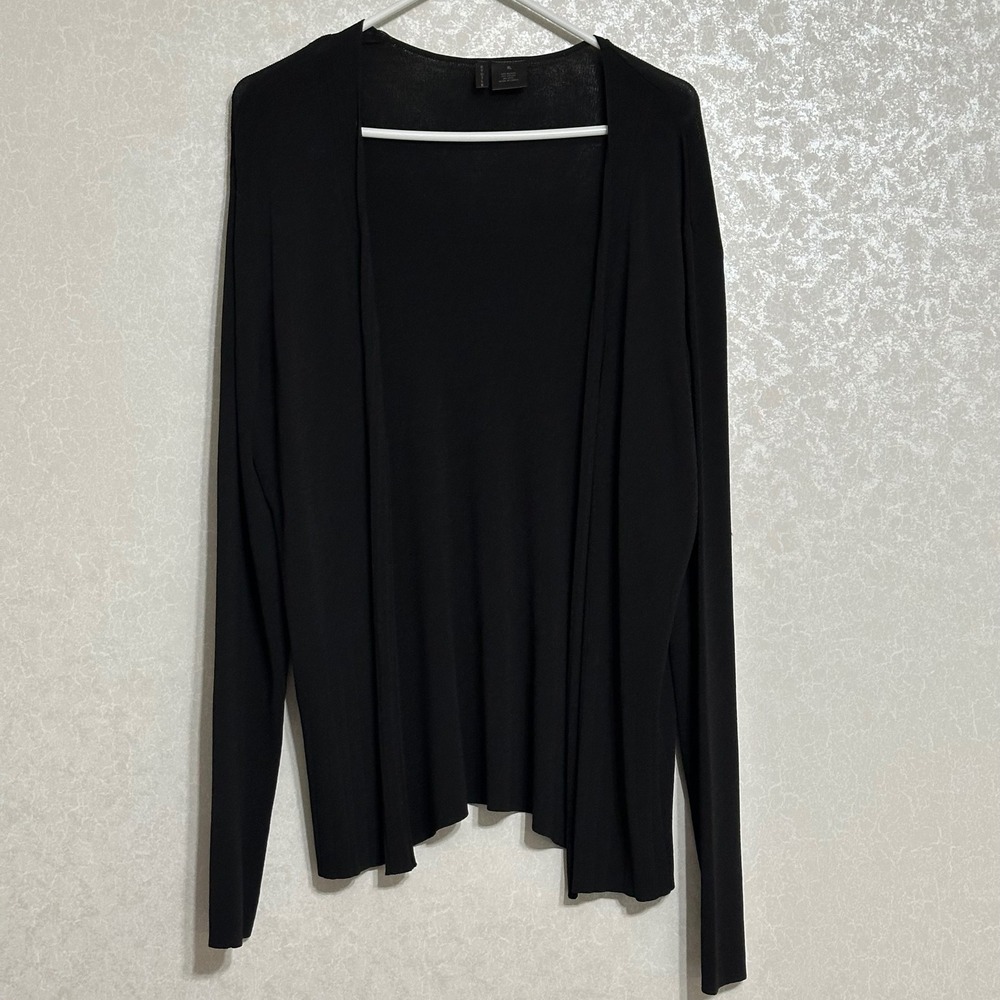 Etoile Solid Black Open Front Cardigan Long Sleeve Knit Layering Minimalist XL